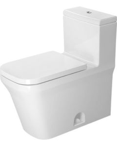 Duravit 2175012085 P3 Comforts 1.28 GPF 12" Rough In Floor Mounted Rimless Elongated One Piece Chair Height Toilet with Top Flush Button in White (Seat Sold Separately)