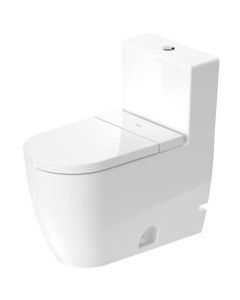 Duravit 21890120U2 ME by Starck 1.32 GPF 12" Rough In Floor Mounted Rimless® Elongated Dual Flush One Piece Toilet  for SensoWash® Bidet Seat in White (Seat Sold Separately)