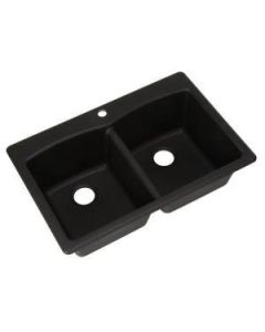 Franke EDOX33229-1 Ellipse 33" Dual Mount Granite Double Bowl Kitchen Sink, Onyx