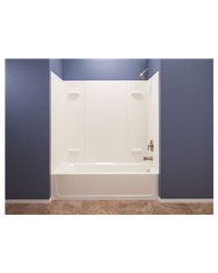 Mustee 557WHT DURAWALL FIBERGLASS BATHTUB WALL KIT, 5 PIECES, 4 SHELVES, WHITE, 32 X 60 IN.