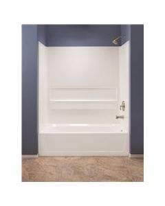 Mustee 660WHT El 3557740 Topaz Fiberglass Bathtub Wall Kit44; Direct-To-Stud Mount44; 3 Piece44; 1 Shelf44; 30 x 60 in. - White