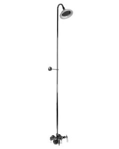 Barclay 4031-PL-CP Leg Tub Diverter Faucet for Cast Iron Tub with Old Style Spigot, Riser and Sunflower Shower Head