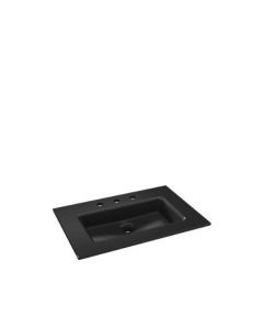 Robern TC28UCN20-8 Glass Sink, 28X19, 8" Widespread, Black