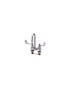 T&S Brass B-0892-M Deck Mount Rigid Gooseneck Aerator Medical Faucet with 4-Inch Wrist Action Handles