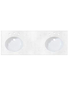 Fairmont Designs TQ-R6122DCQ8 61" Rectangular Quartz Vanity Top with Backsplash In Carrera, Faucet Holes: 3 Hole
