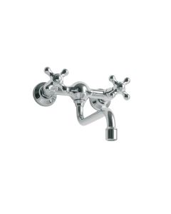 Zazzeri 220606CRCR Classic 802 Wall Mounted Cross Lever Handle Kitchen Sink Faucet in Polished Chrome