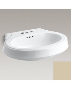 Kohler 2327-4-47 Leighton Bathroom sink bowl with 4" centerset faucet holes in almond
