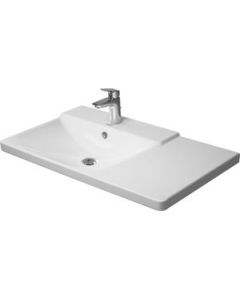 Duravit 2333850030 P3 Comforts 34" L X 20" W X 7" H Rectangular Wall Mounted Asymmetric Bathroom Vanity Top with Overflow in White (Vanity Base Sold Separately)