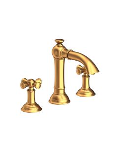 Newport Brass 2400/24S Aylesbury 1.2 GPM Deck Mounted Double Handles Widespread Lavatory Faucet with Three Holes in Satin Gold PVD