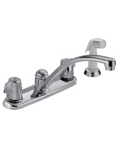 Delta 2400LF 2100 / 2400 Series Two Handle Kitchen Faucet With Spray In Chrome