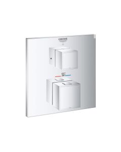 Grohe 24157000 Grohtherm Single Function Thermostatic Valve Trim Only with Double Knob Handles and Volume Control in Chrome (Rough In Sold Separately)