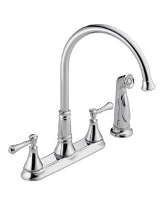 Delta 2497LF Cassidy Two Handle Kitchen Faucet With Spray In Chrome