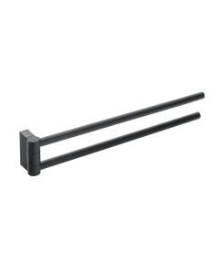 Cosmic WJC238A0075036 B&W 16.14" D X 2.95" W X 2.16" H ‎Wall Mounted Double Swivel Towel Rail in Matte Black