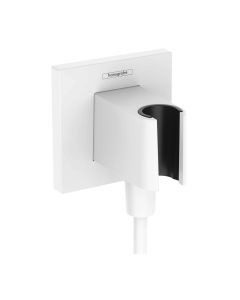Hansgrohe 26889701 FixFit E Wall Outlet with Hand Shower Holder in Matte White (Hose Sold Separately)