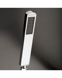 Lacava 2861-CR Tre Hand-held rounded rectangle shower head with 59" flexible hose, rain jet in Polished Chrome