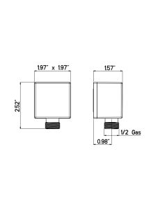 Nikles 2988N05N Quadro 2.52" H X 1.97" L X 1.57" W Wall Elbow in Polished Chrome