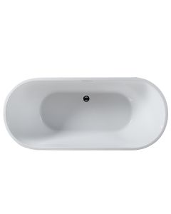 Emory and Bond EB40167 Atlantic Free Standing Bath Tub 67"L x 30"W x 23"H, Acrylic, Glossy, Oval, Center Drain, 70 Gallons