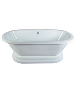Kingston Brass VT7PE672824P Aqua Eden Contemporary Pedestal Double Ended Acrylic Bath Tub, 66-15/16" Length x 31-1/2" Width x 23-5/8" Height, White