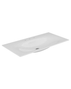 Keuco 31150311053 Edition 11 41.54" W x 0.67" H x 21.18" D Single Bowl Ceramic Washbasin with 3 Holes in White