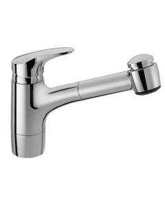 Hansa 0138 2273 0017 mix One Handle Single Hole Kitchen Faucet with Pull Out Spray Finish: Chrome