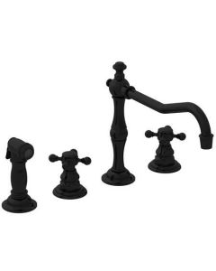 Newport Brass 943/54 943 Chesterfield Double Handle Widespread Kitchen Faucet with Side, Black