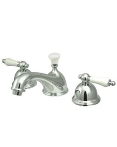 Kingston Brass KS3961PL Restoration Widespread Lavatory Faucet with Porcelain Lever Handle, Polished Chrome