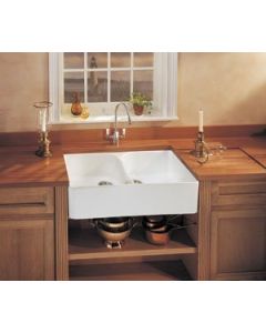 Franke MHK720-35WH : MHK72035WH 35 Double Bowl Fireclay Sink