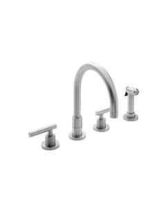 Newport Brass 9911L/15S 9911L East Linear Double Handle Widespread Kitchen Faucet with Sid, Satin Nickel