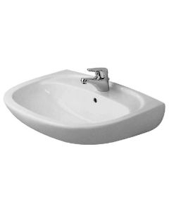 Duravit 0344650030 White/Three Tap Holes Wash Basin 25-5/8 inch with Overflow and Tap Platform from Duraplus Series
