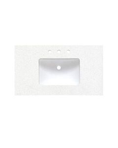 Fairmont Designs TQ-S3622BZ8 36 3/8" Rectangular Quartz Vanity Top with Backsplash In Blizzard Top with Three Holes