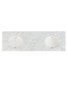 Fairmont Designs T-7322DWC 72 7/8" Rectangular Marble Vanity Top with Backsplash in White Carrera