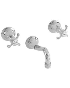 Newport Brass 3-1685/15S 3-1685 Virginia Double Handle Tub Faucet Trim with Metal Cross Han, Satin Nickel
