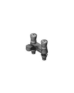 T&S Brass B-0837 Metering Faucet, Deck Mount, 4" Centers, Spout with Sprayface, Push Button Handles