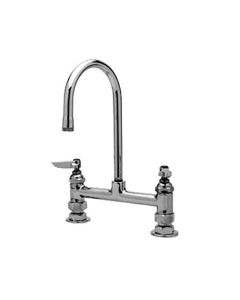 T&S Brass B-0320 Deck Mount Double Pantry Faucet with 8-Inch Centers, Rigid Gooseneck and Lever Handles