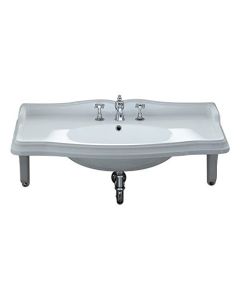 Whitehaus AR864-MNSLEN-W China Series Wall Mount Lavatory Sink with Shelf Support and Single Faucet Hole