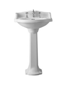 Whitehaus AR814-AR815-WH China Small Traditional Pedestal with an Integral Oval Bowl