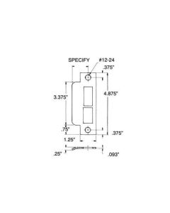 Baldwin 6339.R158 Right Handed Extended lip for 1-1/2", 2", 2-1/2" Backset Latch, Non-Lacquered Brass