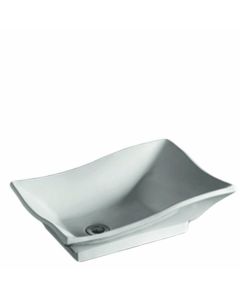 Whitehaus WHKN1078-W H Isabella 20-Inch Rectangular Above Counter Lavatory Basin with Offset Center Drain and No Overflow, White