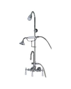 Barclay 4023-PL-BN Universal Gooseneck Tub Filler with Diverter and Hand Shower for Cast Iron Tubs