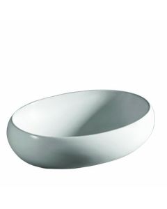 Whitehaus WHKN1091-W H Isabella 23-1/4-Inch Oval Above Counter Lavatory Basin with Center Drain and No Overflow, White
