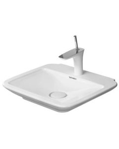 Duravit 07215000001 PuraVida 19-5/8" L X 16-3/4" W X 4-1/8" H Wall Mounted Rectangular Ceramic Vessel Bathroom Sink with Single Faucet Hole in White