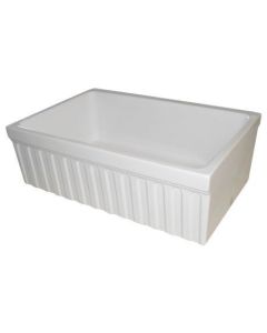 Whitehaus WHQ330-WHITE WHQ330-WH Farmhaus Quatro Alcove 30-Inch Reversible Fireclay Sink with Fluted Apron