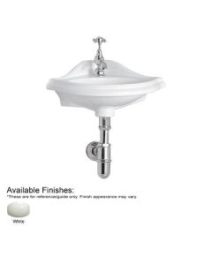Whitehaus AR036-W H Corner Wall-Mount Lavatory Basin, White