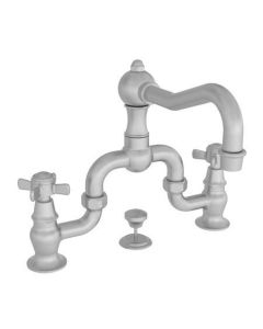 Newport Brass 1000B/15S 1000B Fairfield Widespread Bathroom Bridge Faucet with Metal Cross, Satin Nickel