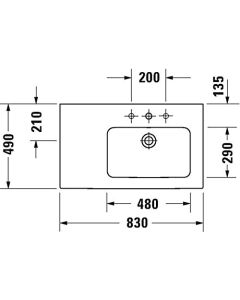 Duravit Handwaschbecken DuraSquare 450mm ohne Überlauf geschliffen, weiß, 0732450071