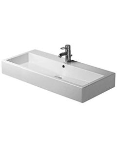 Duravit 0454100030 Vero 40" L X 19" W X 7" H Rectangular  Wall Mount Bathroom Sink with Overflow and 3 Faucet Holes in White