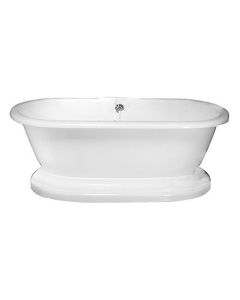 Barclay ATDRN63B-WH Acrylic Double Roll Top Tub with Base without Faucet Holes, 63-Inch