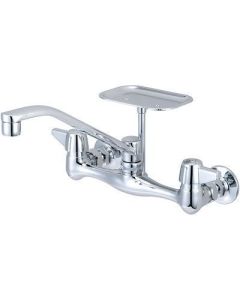 Central Brass 0048-UA6 Double Handle Wall Mounted Kitchen Faucet with Soap Dish