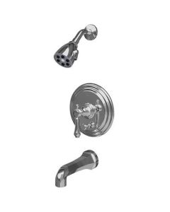 Newport Brass 3-1032BP/01 Chesterfield Single Handle Pressure Balanced Tub and Shower Trim with Single Fun, Forever Brass