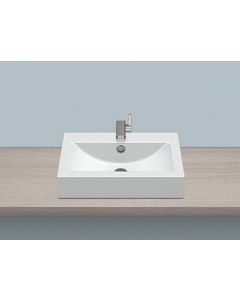 Alape 3201 000 000 AB.R585H.2 Sit-on basin, rectangular, 23 x 16", height 4 7/8", glazed, with faucet hole and overflow, including installation kit and overflow set